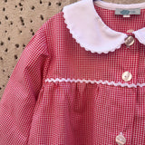 Grembiule LAB vichy rosso e bianco rifinito con serpentina