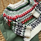 Maglione jacquard latte verde rosso Mi Lucero x LA NUVOLA LAB I25286