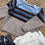 Maglione righe tortora azzurro Mi Lucero x LA NUVOLA LAB I25284