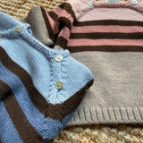 Maglione righe tortora azzurro Mi Lucero x LA NUVOLA LAB I25284