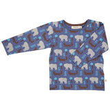 T-shirt manica lunga orso e volpe blu 25TSHABFB
