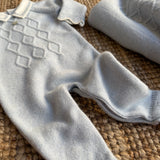 Tutina con colletto e lavorazione rombi celeste Dr Kid DK120