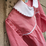 Grembiule LAB vichy rosso e bianco rifinito con serpentina