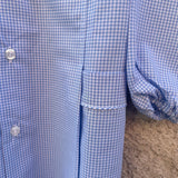 Grembiule LAB vichy bianco e azzurro collo tondo profilato in cotone