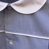 Grembiule LAB vichy bianco e azzurro collo tondo in cotone