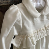 Newborn baptismal dress in velvet and flannel cream with smock stitch embroidery FCCI143VELVV