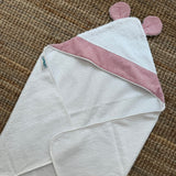 Triangolo in spugna LAB bordatura righine rosso e bianco con orecchie