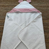 Triangolo in spugna LAB bordatura righine rosso e bianco con orecchie