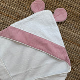 Triangolo in spugna LAB bordatura righine rosso e bianco con orecchie