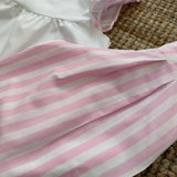 Camicetta LAB bianco con volants rigoni rosa e bianco