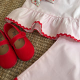 Completo LAB Nina righina rosa e bianco con serpentina