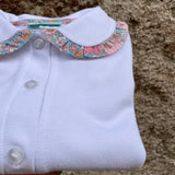 Polo Flora LAB long sleeve round collar finished with pink flower frill