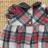 Abito newborn tartan con ricamo punto smock con coulotte Isi FCC150VERR