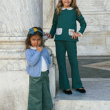 Pantalone palazzo con cappe velluto a coste verde La Mascot 562108362