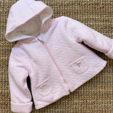 Giacchino newborn trapuntato rosa con cappuccio DBI25802