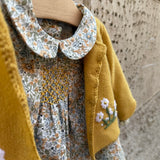 Completo newborn camicetta fiorellini e bloomers velluto Mariella Ferrari PGA1 CMO13BISML