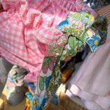 Costume LAB slip in cotone vichy fucsia e bianco con fiocchi nodo fiorellini