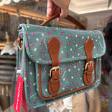 Borsa cartella media ottanio fantasia apine con tracolla Naj-Oleari