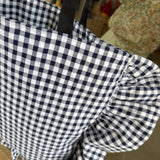 Borsa LAB con rouches vichy bianco e blu