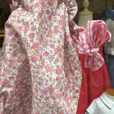 Costume LAB intero in cotone fiorellini rosa con fiocchi vichy