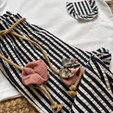 Completo t-shirt e pantalone righe blu e bianco Time to Bloom 133508 133503