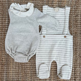 Completo spezzato body collo frill e salopette Tiny Soul TS703 TS704