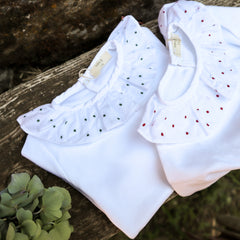 Polo con colletto ricamato pois verde BG102G