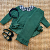 Completo LAB felpato verde con colletto tartan