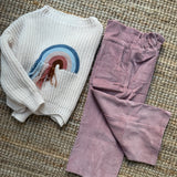 Pantalone palazzo in velluto rosa a coste Malvi F25M041PNVS