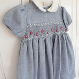 Light blue smocked flannel dress F24M012VENN F24I104VENN