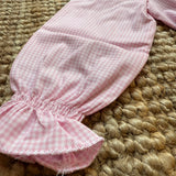 Camicetta LAB Clizia quadretto vichy rosa e bianco con colletto petalo a manica lunga