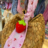 Borsa LAB paglia manico vichy con fragola