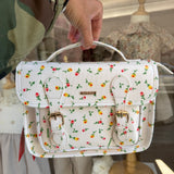 Borsa cartella media con tracolla bianco con fiorellini colorati Naj-Oleari