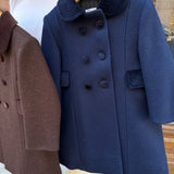 Cappotto doppio petto in lana blu con imbottitura interna Ancar