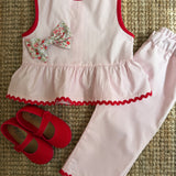 Completo LAB Nina righina rosa e bianco con serpentina