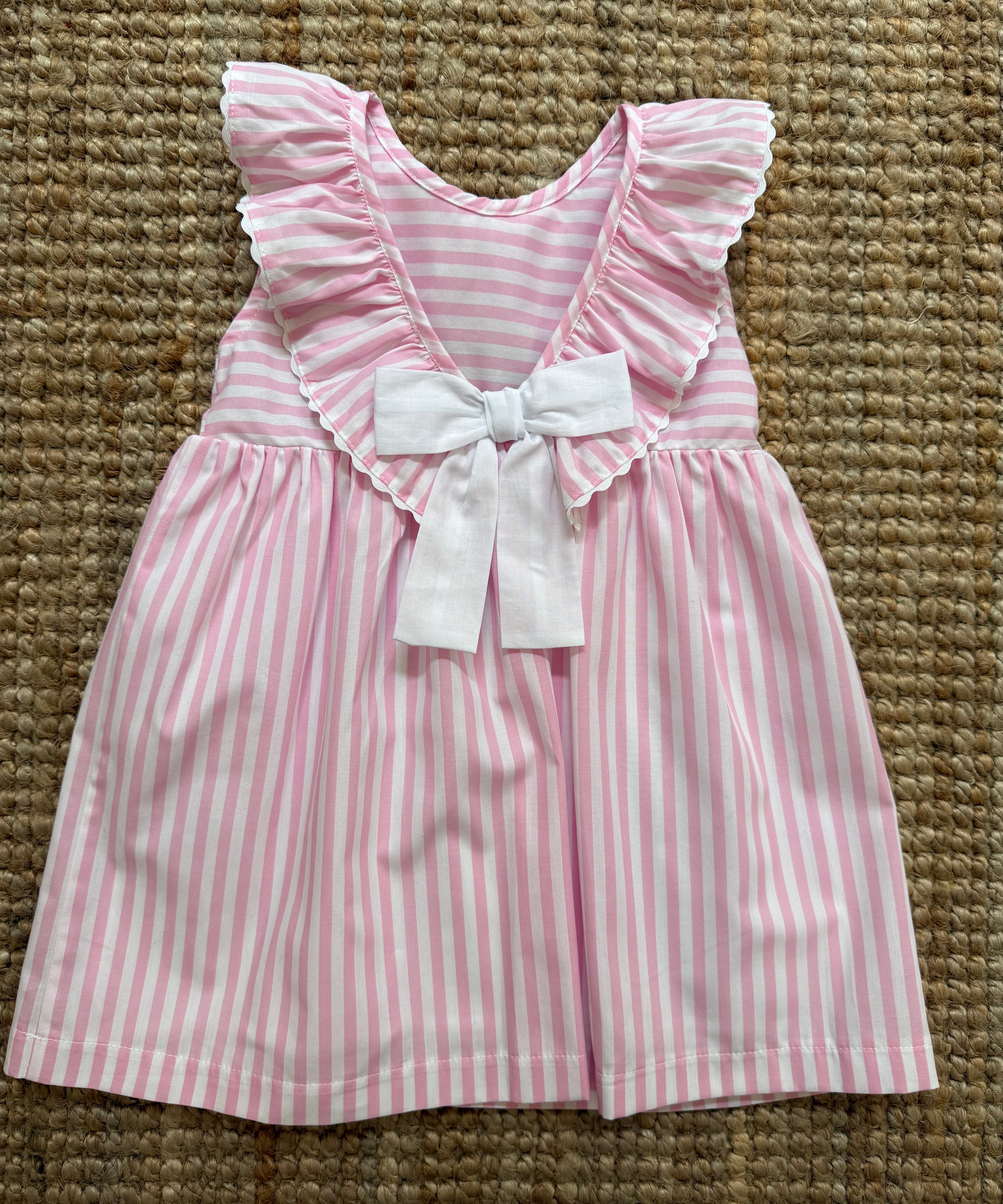 Abito righe bianco e rosa collo frill Coast CS860G Baby Gi