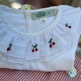 Body LAB newborn colletto frill ricamato ciliegie