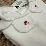 Body LAB Natale con colletto petalo ricamato con funghetti manica lunga