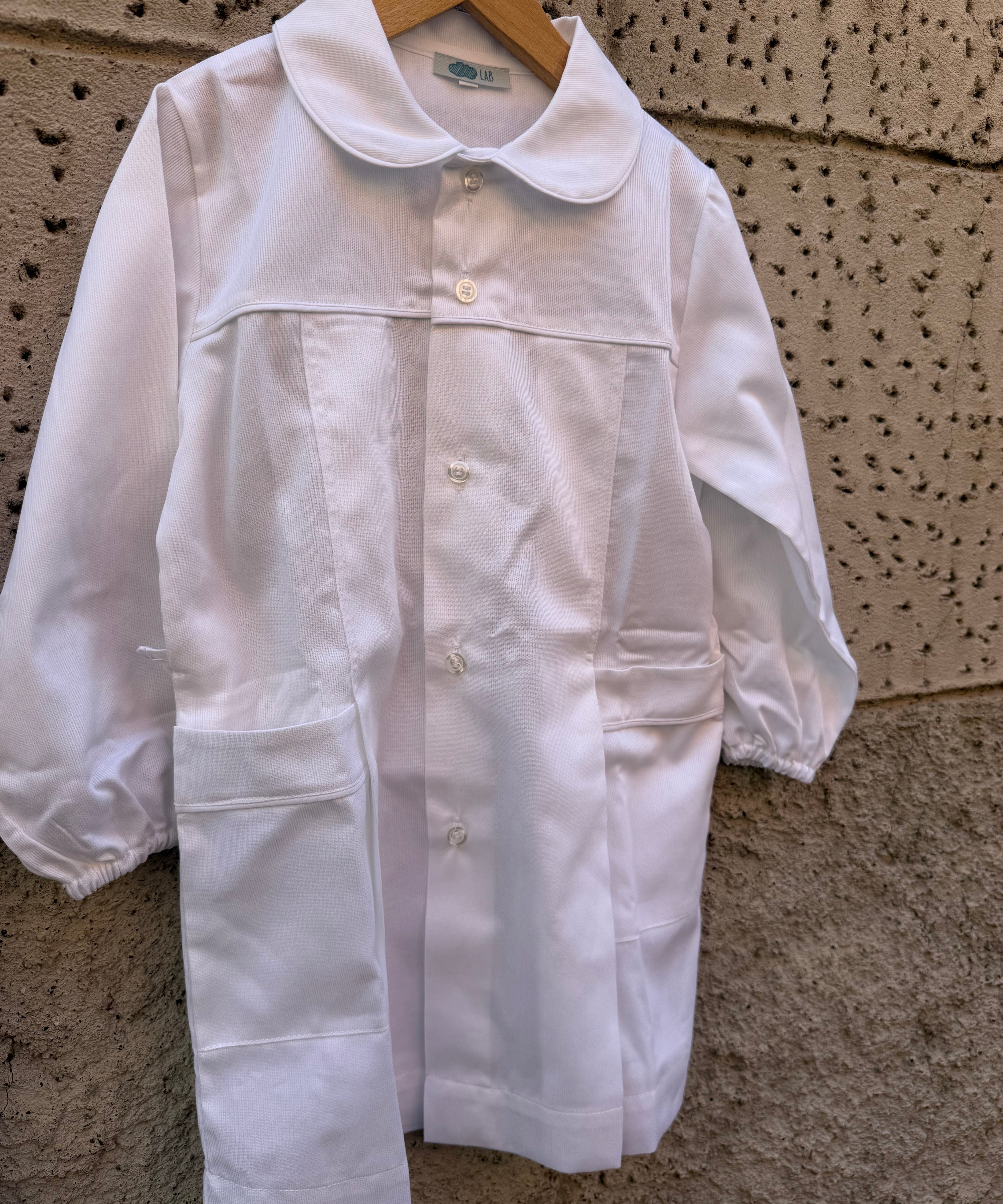 Grembiule LAB bianco con collo tondo