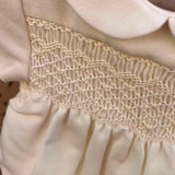 Pagliaccetto battesimale newborn in flanella burro ricamo punto smock F25I134TUNN