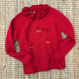 Maglioncino rosso collo frill ricamo autunno Mi Lucero x LA NUVOLA LAB I24113