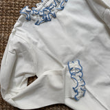 T-shirt latte collo rouches profilato azzurro Malvi F25M026CAJJ