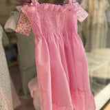 Abito LAB prendisole microvichy rosa dettagli fiori