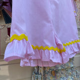 Tutina LAB righine rosa e bianco con frill e serpentina