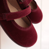 Scarpe ballerine in velluto bordeaux con strap 11351