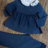 Completo incrociato felpa centinato e pantalone sigaretta blu La Mascot