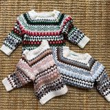 Maglione jacquard latte azzurro Mi Lucero x LA NUVOLA LAB I25286