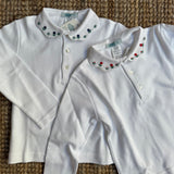 Polo LAB Giulia colletto piquet ricamo fiori rosso
