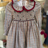 Abito Josephine quadretto con ricamo smock 37251 Kidiwi