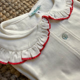 Polo LAB latte con colletto rotondo frill rosso